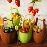 ◤GREEN ZAKKA◢厨房餐具 木桶造型不锈钢水果叉水果签
