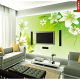 花卉大型无缝壁画客厅电视背景墙壁纸卧室墙纸沙发墙画 绿百合花