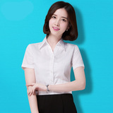 2016新款夏季女式短袖衬衫衣韩版纯色上衣纯棉开衫丝光棉商务工装