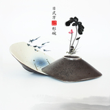 水墨黑釉日式中国风碟碗雪花釉浮雕黑小菜碗凉面碗浅式碟盘