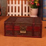 爆款创意桌面收纳盒木质包邮带锁 书本盒zakka小木盒子复古储物盒