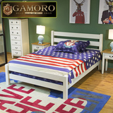 地中海儿童床单人床全实木床1.2米美式卧室家具1.5欧式田园风格床