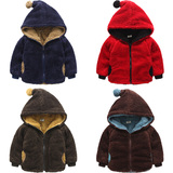 2015冬装韩版新款男童装女童装儿童加绒加厚连帽绒外套wt-4086