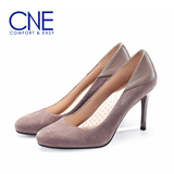 CNE 单鞋反绒圆头细跟女鞋浅口高跟鞋6T90102