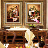 品味美式欧式餐厅装饰画客厅背景墙画壁画玄关挂画酒杯画金色晚宴