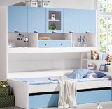 儿童床带柜子多功能储物双层床组合套房1.2米小孩单床王子公主床