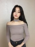 2016春季新品韩版露肩夜店性感T短款紧身修身长袖T恤上衣