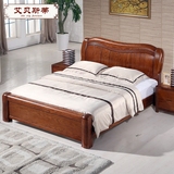 美国红橡木床全实木1.8米现代中式双人床气压高箱体储物大床婚床