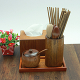 木筷子筒 实木沥水筷桶 韩式圆形筷笼 大号复古筷筒 餐具套装特价