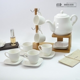 欧式陶瓷咖啡具茶具套装红茶具白色咖啡小杯配竹木架子下午花茶具