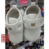 日本代购 西松屋 男女宝宝学步鞋 软底婴儿步前鞋 白色星星小熊款