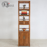 中式明清古典老榆木书柜书架实木仿古组合茶叶柜展示架