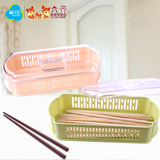 茶花加厚塑料筷子盒筷子笼带盖沥水筷子筒厨房用品多功能餐具收纳