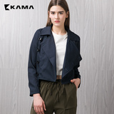 卡玛KAMA 2016春装新款女装翻领宽松显瘦长袖短款时尚外套7116754