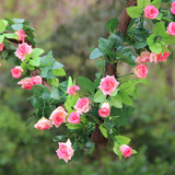 仿真蔷薇玫瑰花藤条假花塑料绢花空调暖气管道装饰花壁挂2条包邮
