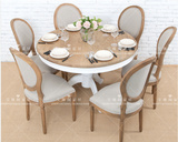 法式乡村风格餐桌椅组合美式复古做旧圆餐桌欧式实木圆桌仿古家具