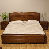 榆木床实木床1.8米成人中式双人床大床气压高箱体储物1.5家具婚床