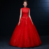 红色婚纱礼服2016新款夏季新娘结婚韩版修身显瘦大码孕妇齐地定制