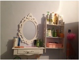 白色椭圆浴室镜特价田园创意雕花欧式梳妆镜子壁挂墙上化妆镜壁挂