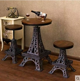 予爱美式家具实木餐桌复古铁艺酒吧台咖啡厅餐桌椅小茶几小圆桌