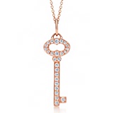 美国正品代购蒂芙尼Tiffany18K玫瑰金镶钻石复古椭圆形钥匙吊坠女