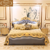 欧式床双人床 一米八的床橡木原木组装木头软包床大床1米8大人床