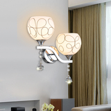 现代简约LED水晶床头壁灯客厅卧室过道楼梯灯双头壁灯玻璃壁灯