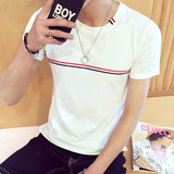 夏季男士短袖T恤 韩版青年白色圆领修身半袖打底衫体恤潮男装衣服