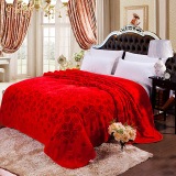雅诗兰拉舍尔双层加厚红云毯春夏四季双人结婚庆毛毯盖毯毯子床单