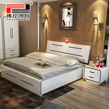 佛伦凯特 现代简约板式床双人床 小户型亮白烤漆床大床1.8米1.5米