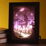 3D立体光影纸雕灯麋鹿剪纸灯床头装饰温馨小夜灯卧室创意礼品台灯