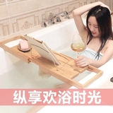 物架可伸缩收纳架子浴室手机支架竹制浴缸架多功能加厚卫生间置