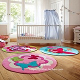 粉色蝴蝶儿童房女孩房圆形地毯 外贸尾单女儿房软装样板房地毯