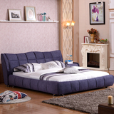 吉斯 布床布艺床简约现代双人床婚床小户型高档布料实木床可拆洗