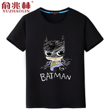俞兆林手绘卡通蝙蝠侠短袖t恤男 加肥加大码青少年印花纯棉体恤衫