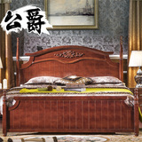 美式床 全实木古典美式乡村实木床田园双人床1.8 欧式复古纯木床