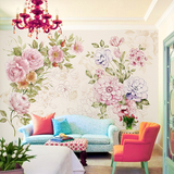 手绘花卉大型壁画 客厅电视背景墙壁纸 满铺卧室墙纸欧式田园墙布