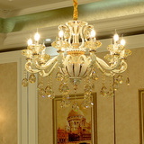 简约奢华象牙白色水晶吊灯客厅欧式卧室灯餐厅吊灯锌合金简欧灯具