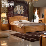 榆木床现代中式纯实木床新古典雕花双人床厚重款1.8米气压高箱床