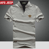 战地吉普 短袖T恤25-30-35-40岁男士穿jeep夏季V领男大码吉普体恤