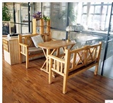 做旧实木餐桌圆桌咖啡店桌椅组合桌欧式美式乡村咖啡馆酒吧餐厅桌