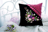 包邮丝带绣抱枕客厅花卉沙发靠垫新款紫晴花缘立体非十字绣
