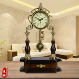 欧式仿古静音客厅黄铜座钟现代大号中式创意时尚卧室石英钟表摆件