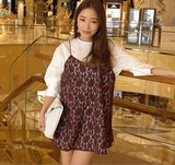 韩国直邮Stylenanda官网正品代购韩版精致可爱花纹蕾丝迷你连衣裙