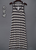 出口日本外贸原单夏季女装显瘦条纹背心裙连衣裙欧美休闲中长裙潮