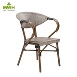 MWH曼好家铝制扶手固定椅欧式餐椅星巴克椅休闲椅子
