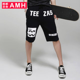 AMH男装韩版2016夏装新款抽绳直筒印花休闲裤男短裤QZ3275賽團
