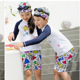 儿童游泳衣女童分体中大童韩国时尚可爱女孩长袖防晒男童通用泳装