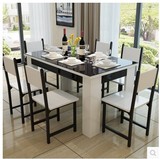 包邮餐桌椅组合6人简约钢化玻璃餐桌小户型4人饭桌钢木饭店桌椅