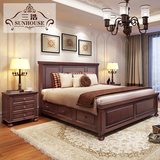 美式床全实木床双人床1.8米1.5米高箱床储物床婚床大床卧室床